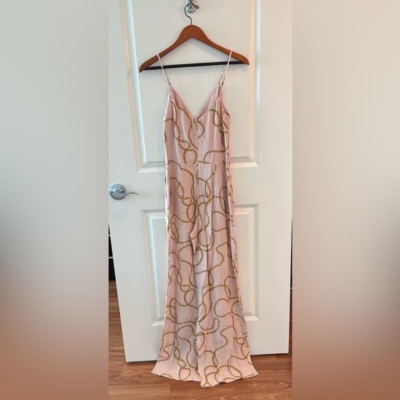 L'AGENCE Silk Pink Chain Print Chiara Wide Leg Jumpsuit NWT - Picture 6 of 16